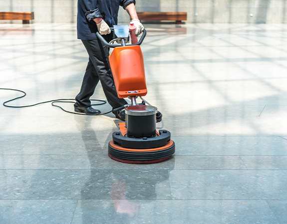 Man cleaning floor